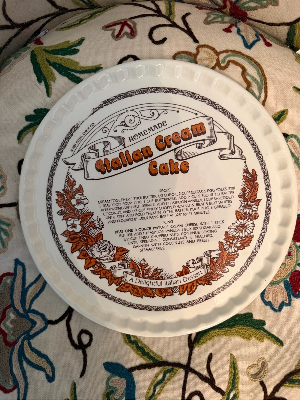 Italian Cream Cake Plate - Recipe Platter Royal  China Co